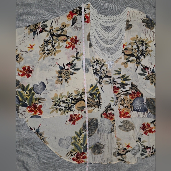 Rachel Zoe Tropical Print Crochet Lace Kimono Swim Coverup - Picture 10 of 10